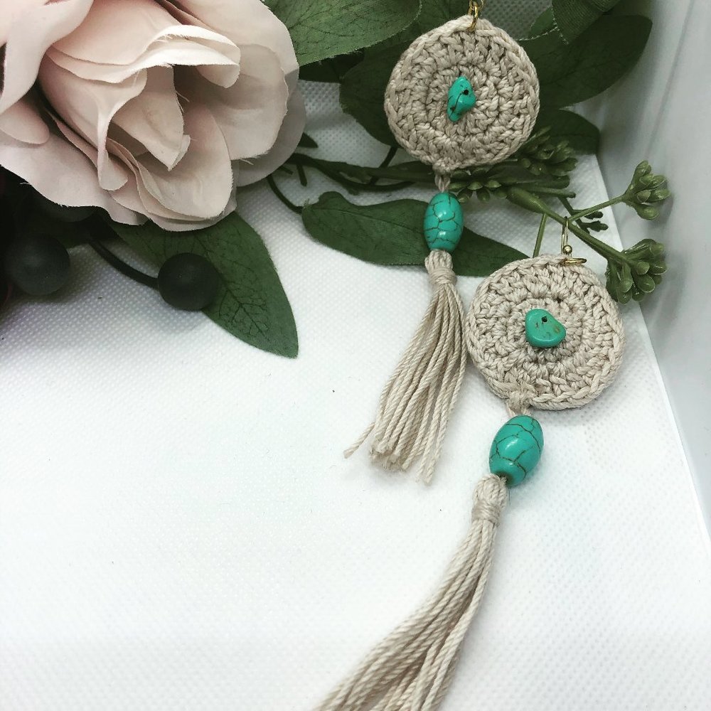 Crochet  Beaded Earrings